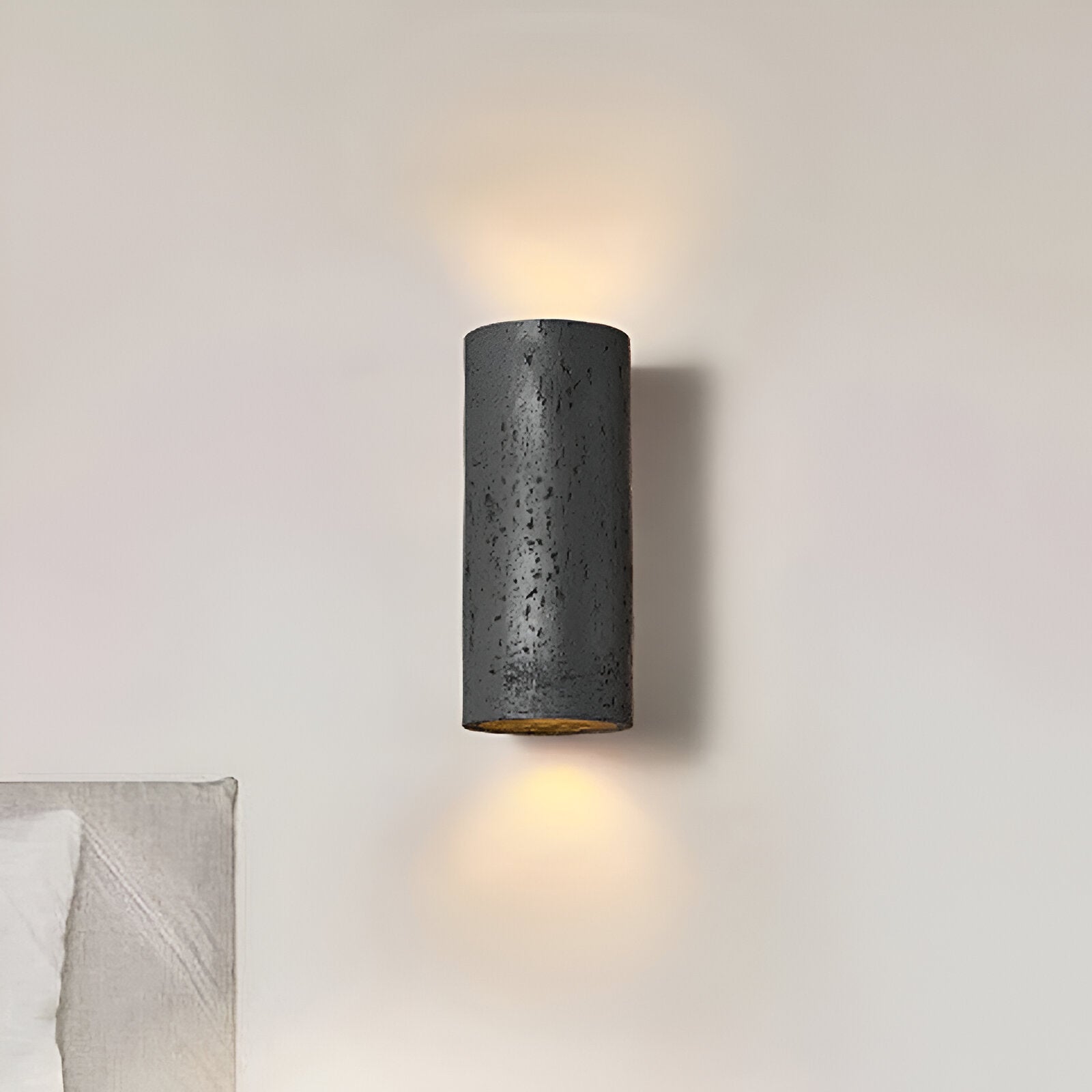Cylinder Tube Wall Light Wabi-Sabi Stone Sconce LED Spotlight With Up-And-Down Lighting