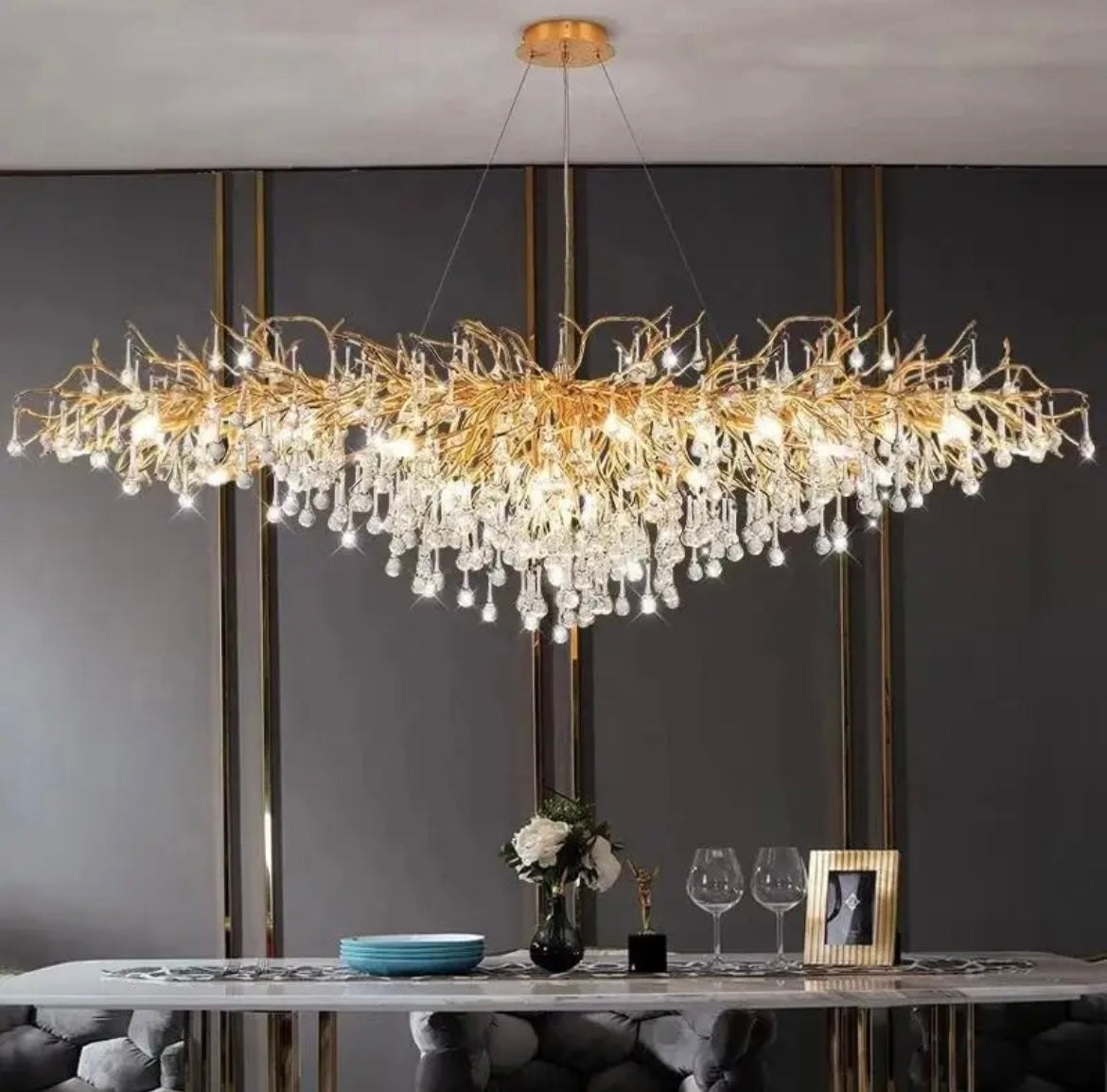 Luma Gold Crystal Water Drop Přívěsek Elegantní Lustr
