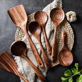 Eight-Piece Acacia Wood Kitchen Set With Holder For Everyday Cooking