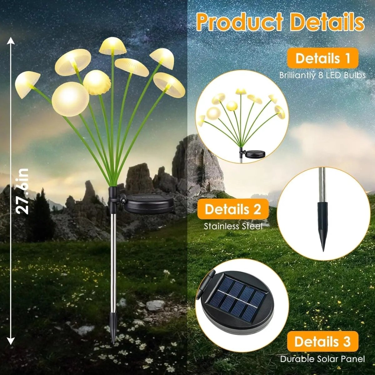 Outdoor VerdantGlow Solar Jellyfish Mushroom Garden Light