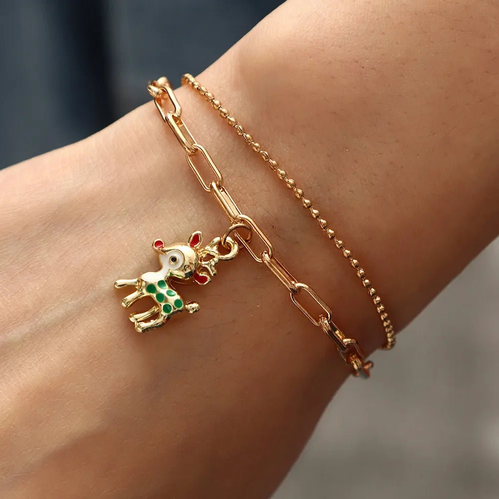Bracciale Charm Festivo Regolabile Placcato Oro AuroraCharm per Atmosfera Natalizia