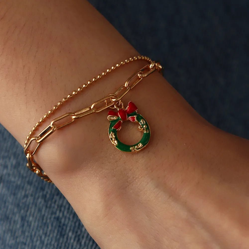 Bracciale Charm Festivo Regolabile Placcato Oro AuroraCharm per Atmosfera Natalizia