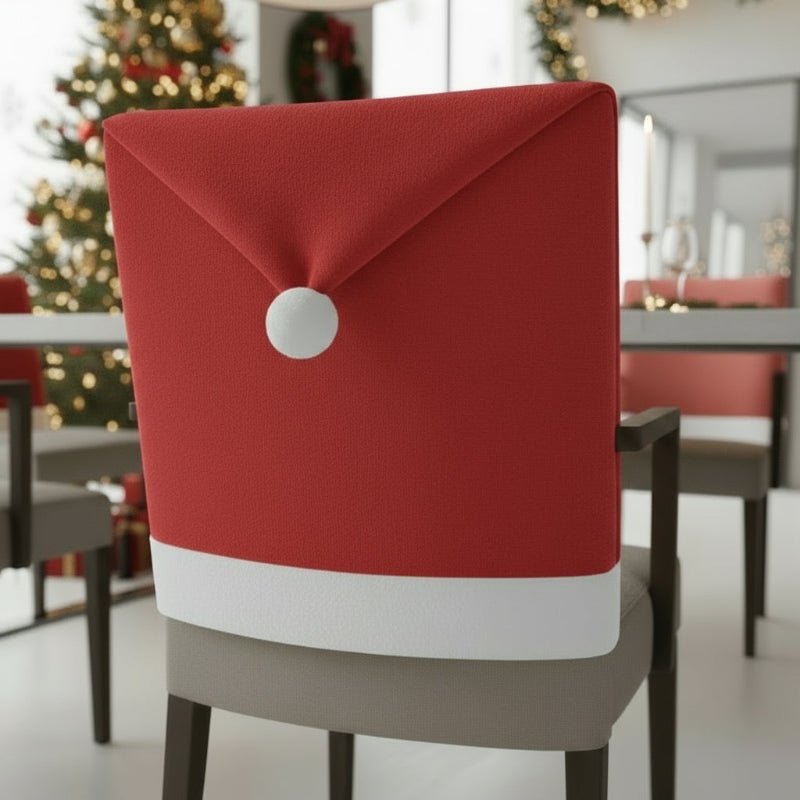 HollySeat 2-Pack Chair Covers With Santa Hats For Festive Table Decor