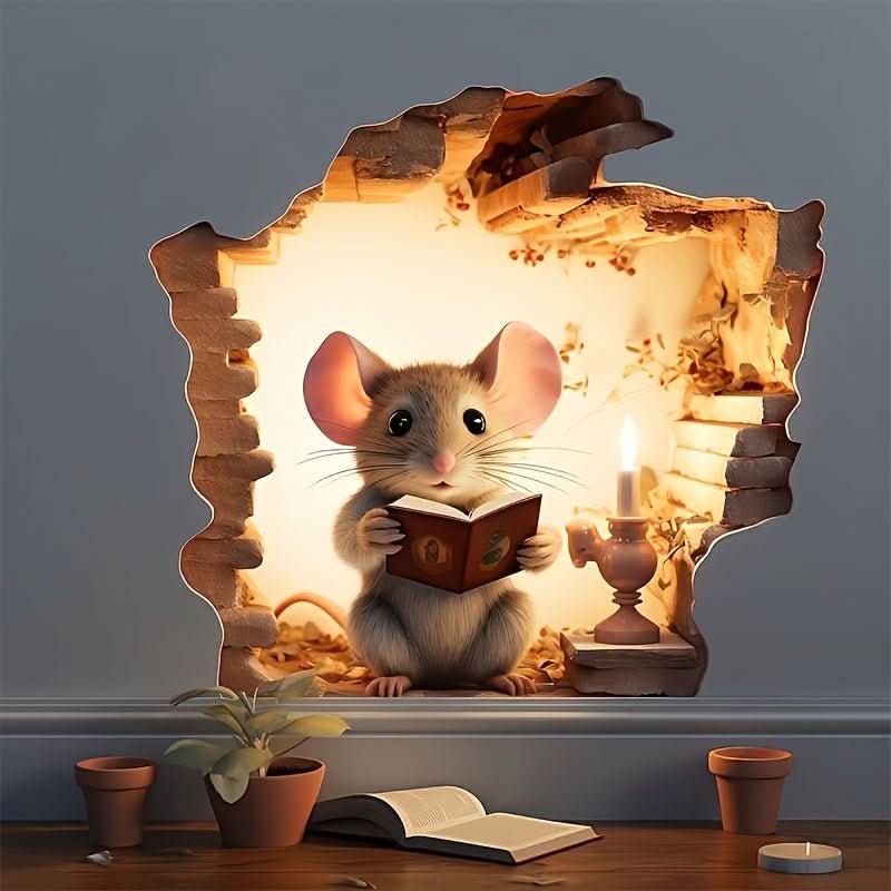 Autocollants muraux 3D souris dessin animé MirthMice pour chambres d'enfants et espaces de vie