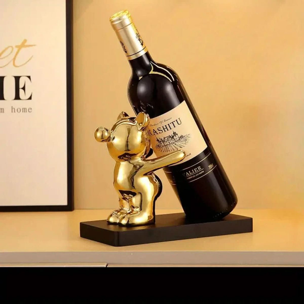 Portabottiglie in ceramica AuroraBear con design giocoso a orso per una conservazione elegante delle bottiglie