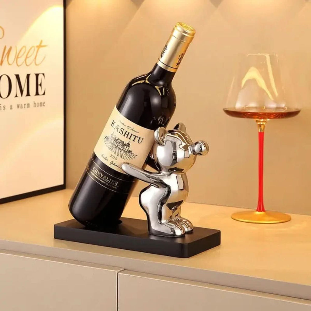 Portabottiglie in ceramica AuroraBear con design giocoso a orso per una conservazione elegante delle bottiglie