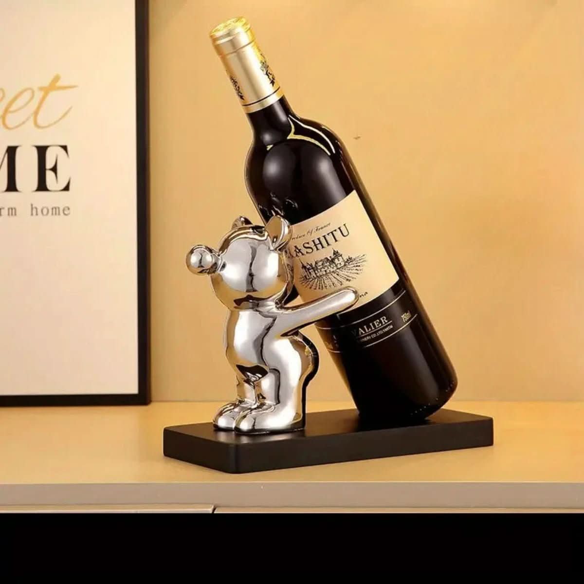 Portabottiglie in ceramica AuroraBear con design giocoso a orso per una conservazione elegante delle bottiglie