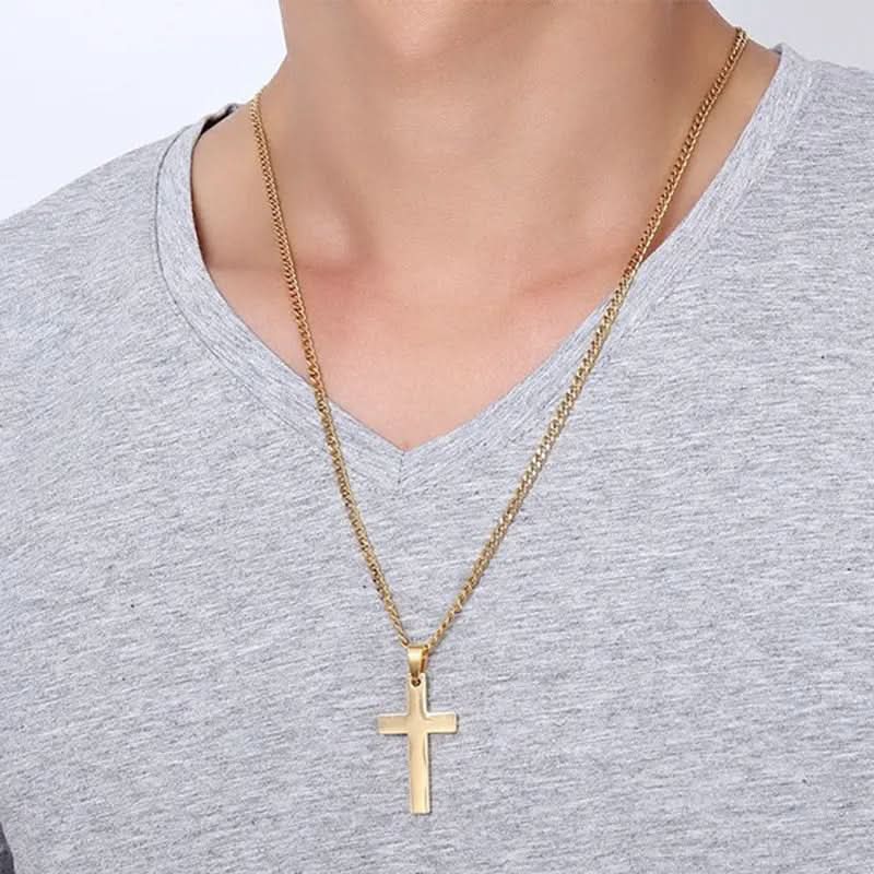 GraceLine Necklace - Classic Men's Stainless Steel Cross Pendant