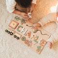 NameQuest Montessori Personalisierte Holz-Namenspuzzle für frühes Lernen und Motorik