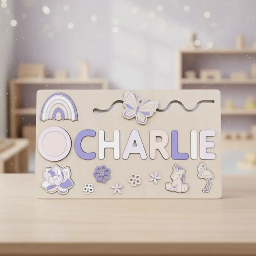 NameQuest Montessori Personalisierte Holz-Namenspuzzle für frühes Lernen und Motorik