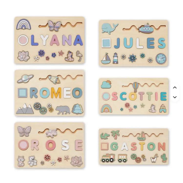 NameQuest Montessori Personalisierte Holz-Namenspuzzle für frühes Lernen und Motorik