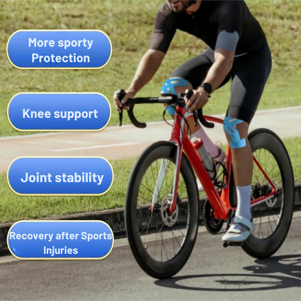 Supporto per ginocchio Flexify con Kinesio Tape nero traspirante e impermeabile