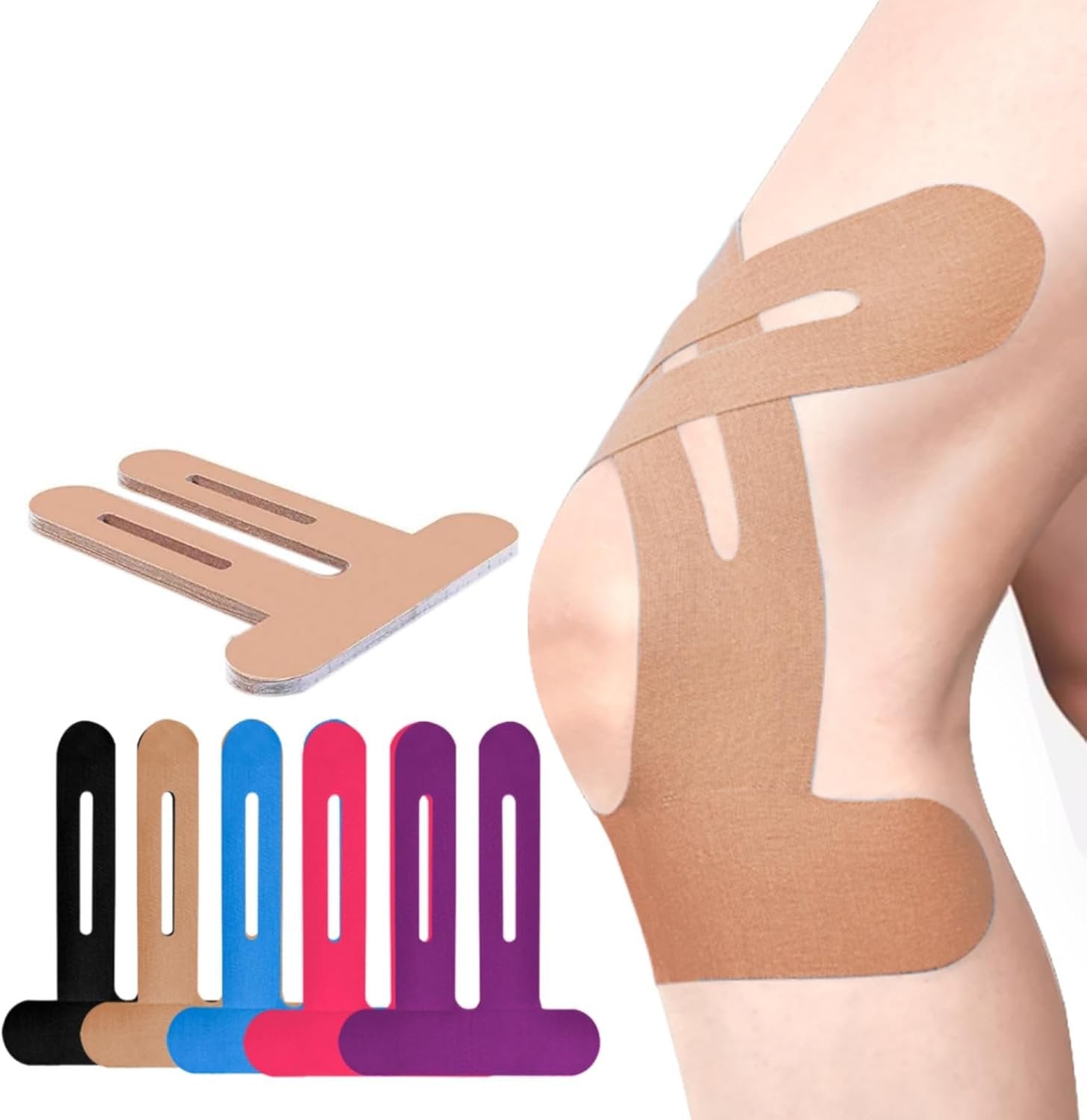 Supporto per ginocchio Flexify con Kinesio Tape nero traspirante e impermeabile