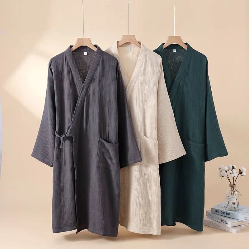 LumaWeave Cotton Kimono Bathrobe For Unisex, Breathable And Lightweight