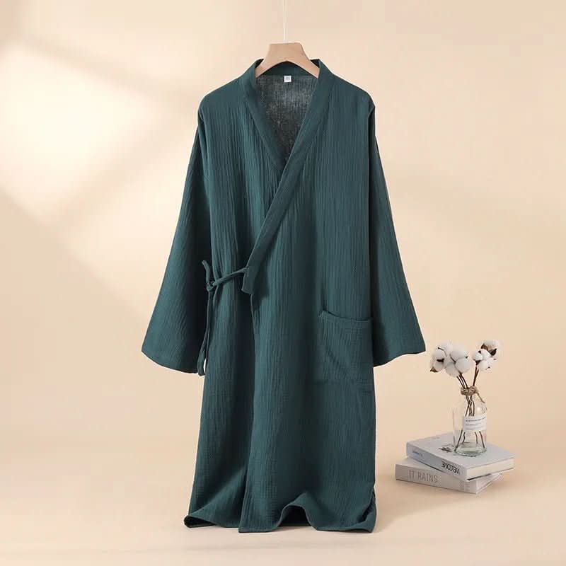 LumaWeave Cotton Kimono Bathrobe For Unisex, Breathable And Lightweight