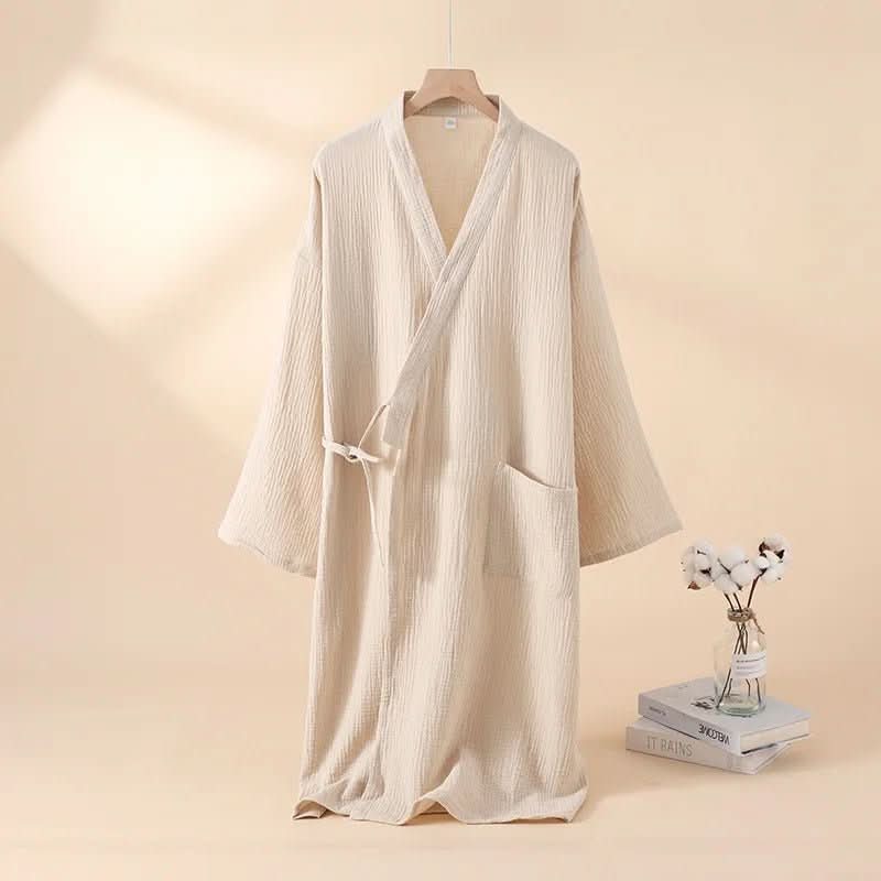 LumaWeave Cotton Kimono Bathrobe For Unisex, Breathable And Lightweight