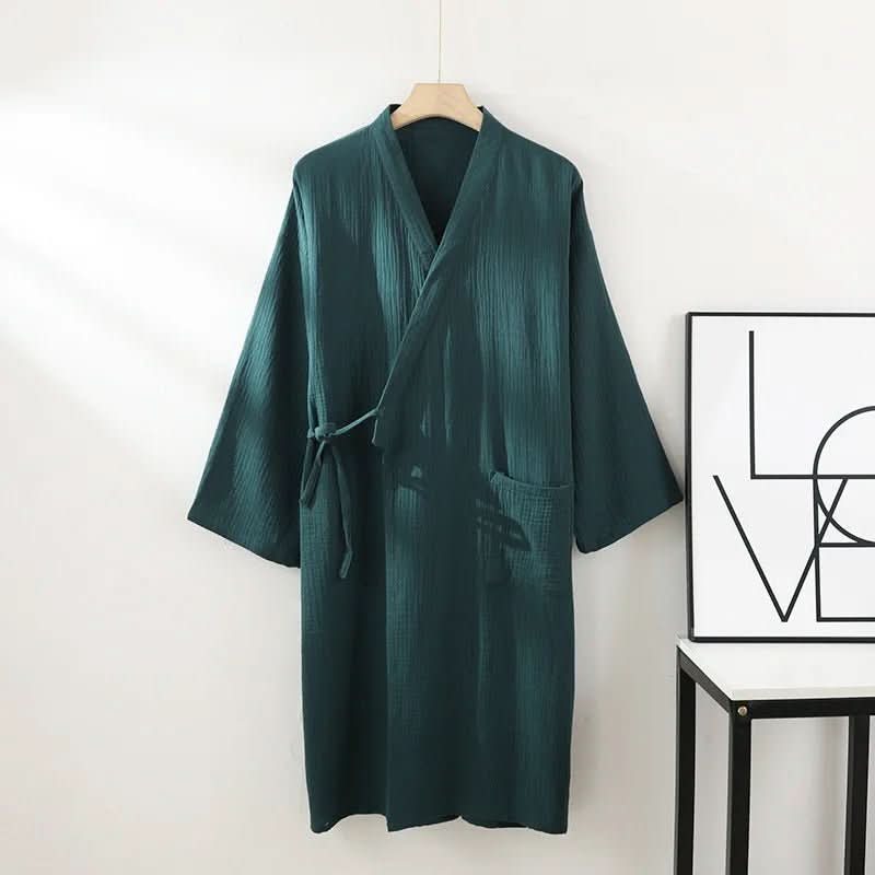 LumaWeave Cotton Kimono Bathrobe For Unisex, Breathable And Lightweight