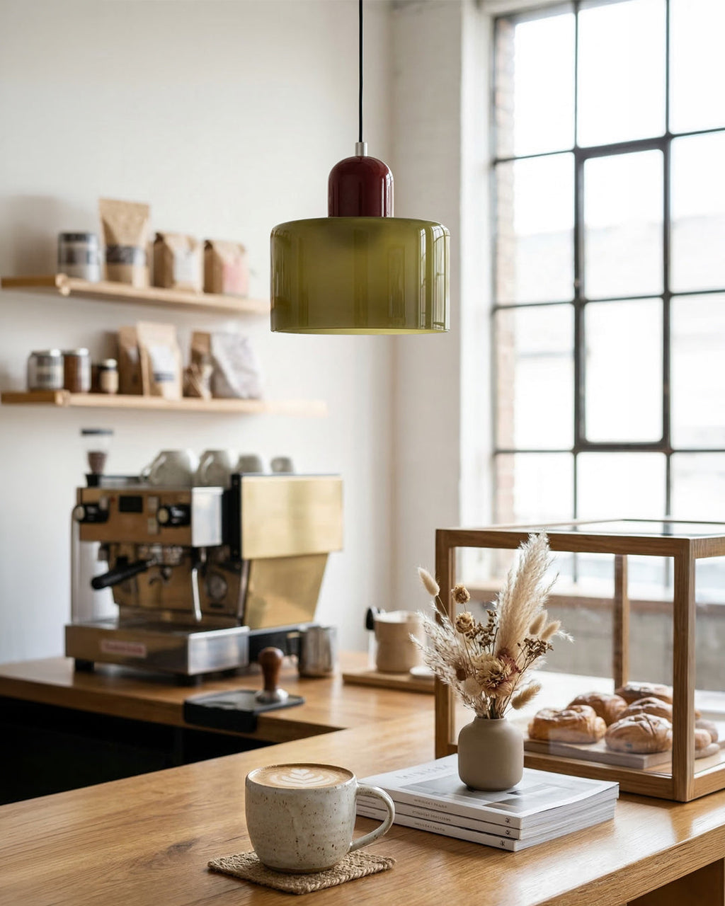 Kora glasspendel Bauhaus geometrisk design justerbar E27-sokkel
