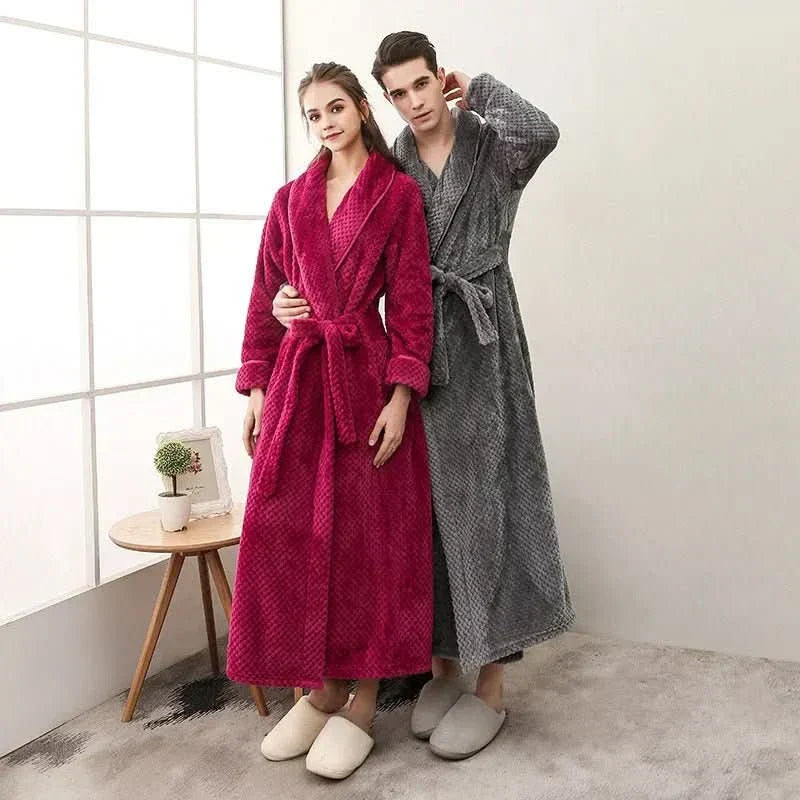 SnuggleNest Cozy Plush Couple Pajamas for Autumn and Winter