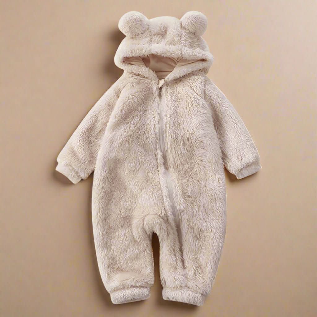 SnuggleNest Flannel Romper For Babies, Fluffy Winter Romper