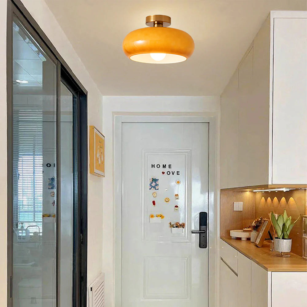 Amber Glass Pendant Light With Brass Frame, Vintage Retro E27 For Dining Or Living Room
