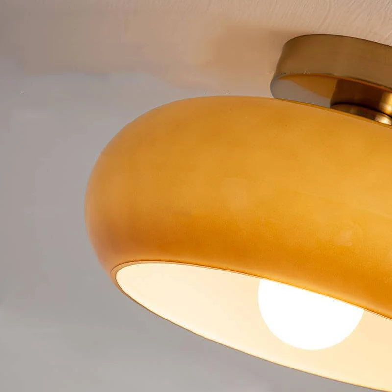 Amber Glass Pendant Light With Brass Frame, Vintage Retro E27 For Dining Or Living Room