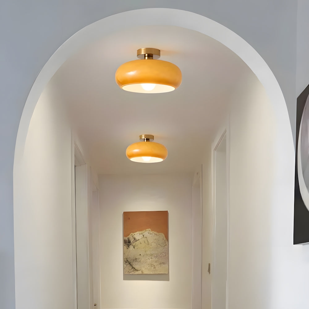 Amber Glass Pendant Light With Brass Frame, Vintage Retro E27 For Dining Or Living Room