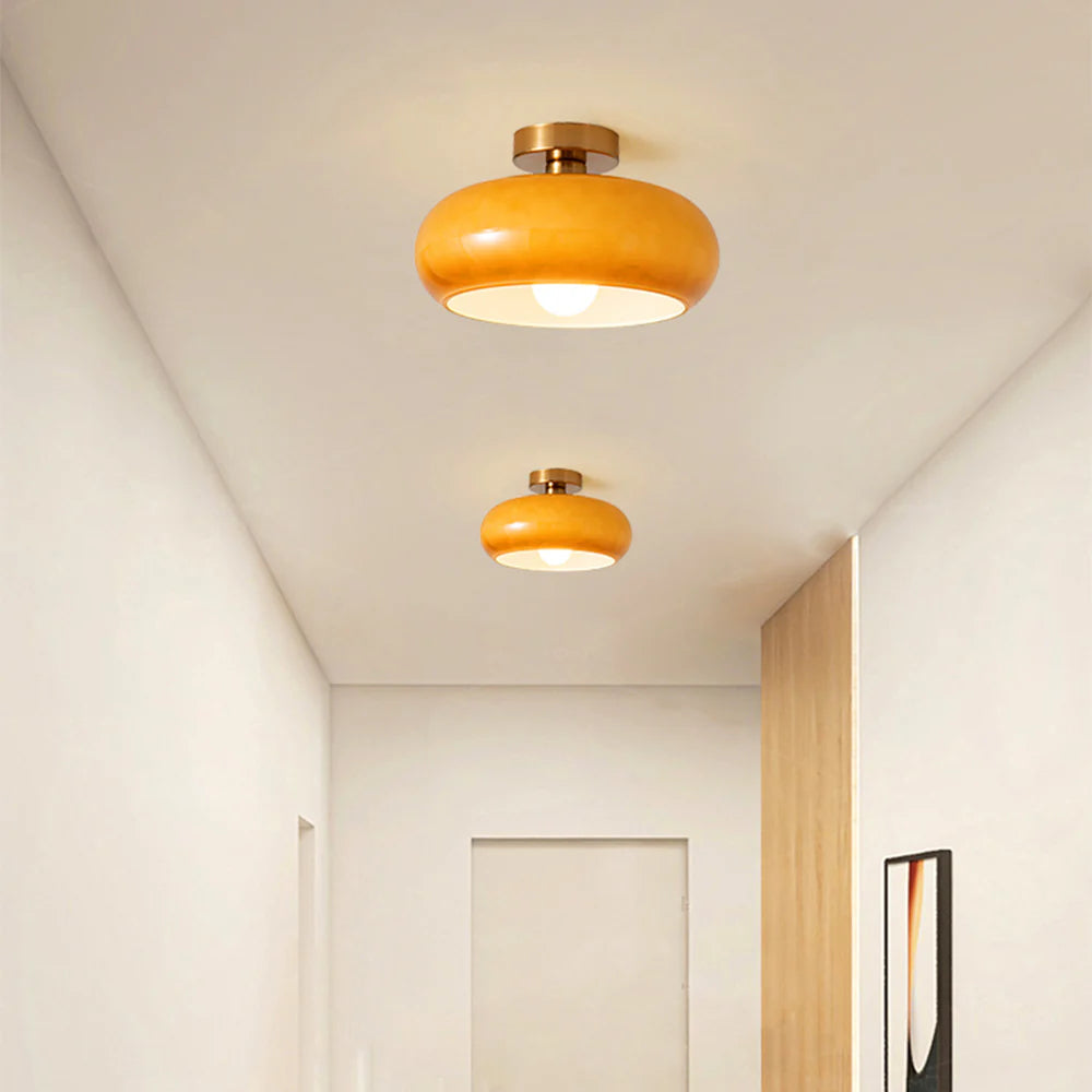 Amber Glass Pendant Light With Brass Frame, Vintage Retro E27 For Dining Or Living Room