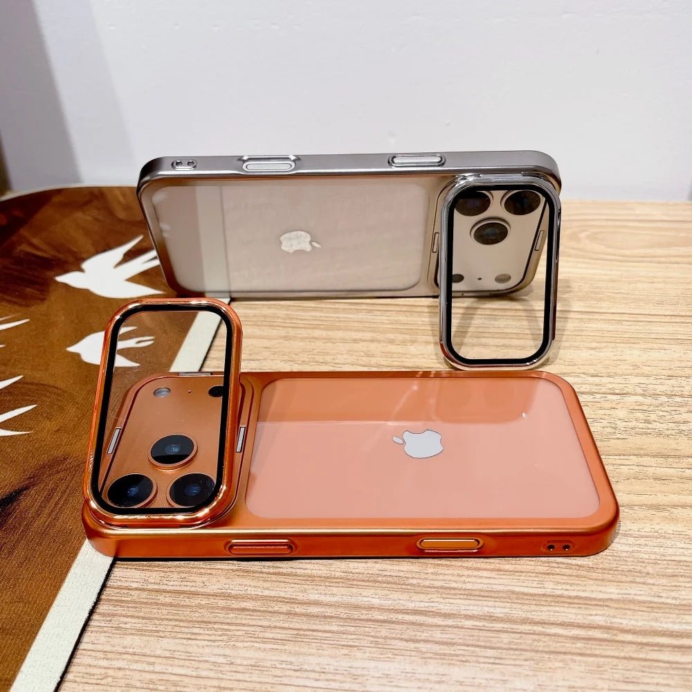ClearGuard Ultra Thin iPhone 17 Case With Foldable Camera Stand And Glass Protection