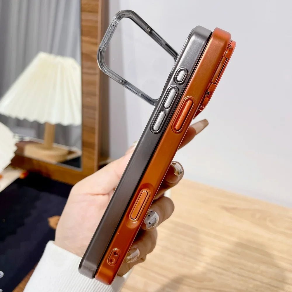 ClearGuard Ultra Thin iPhone 17 Case With Foldable Camera Stand And Glass Protection