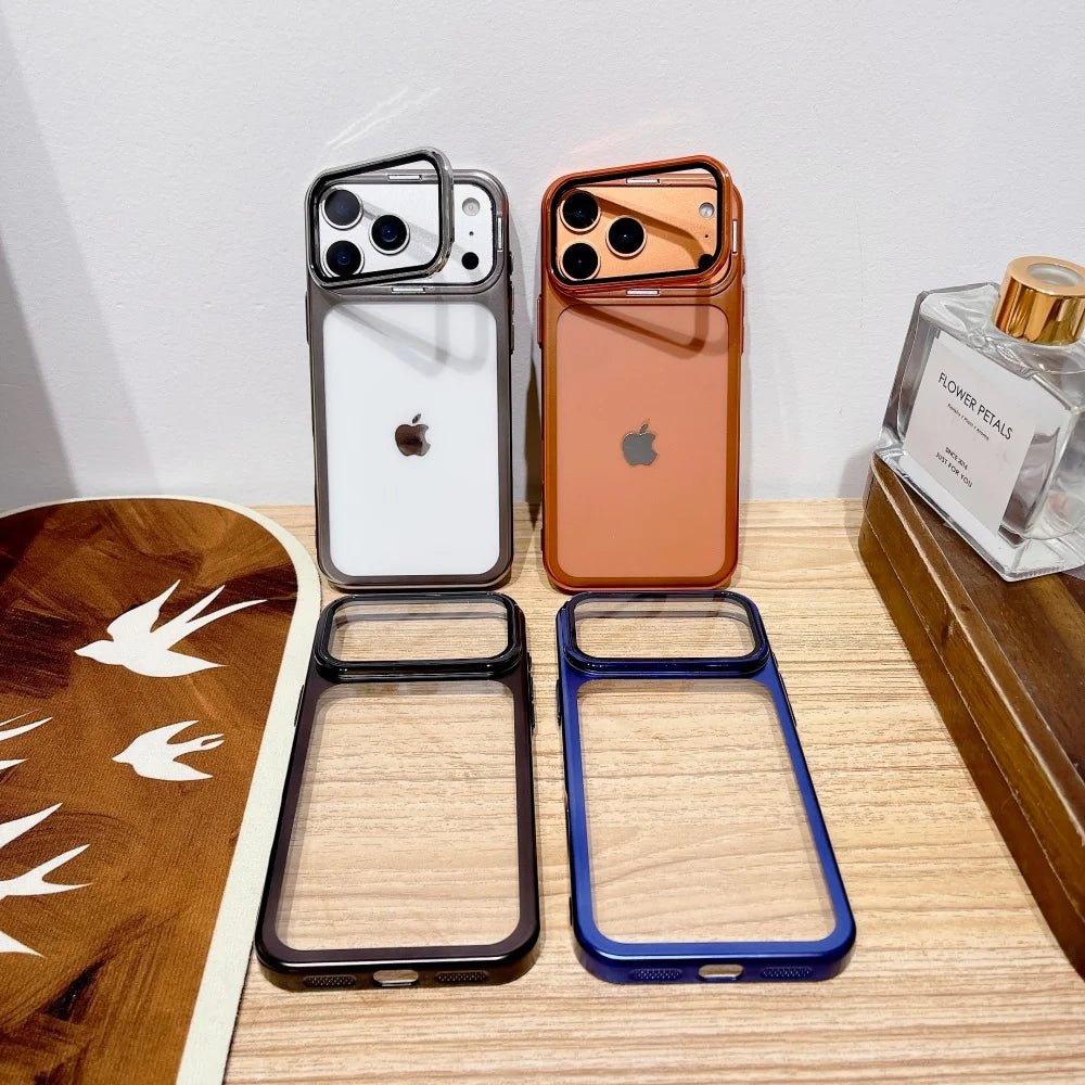 ClearGuard Ultra Thin iPhone 17 Case With Foldable Camera Stand And Glass Protection