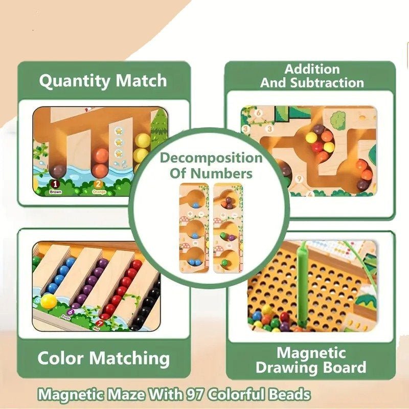 MagnaMaze Montessori Magnet Labyrinth for Numbers, Colors, and Logic