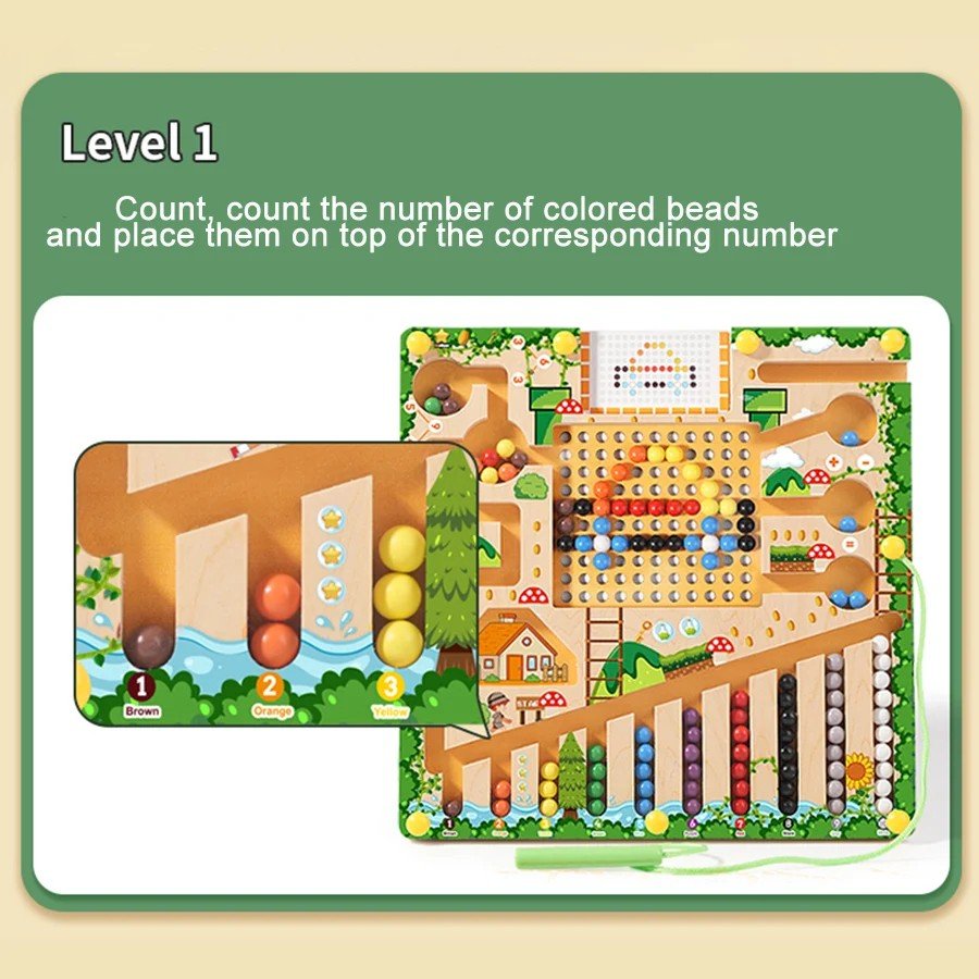MagnaMaze Montessori Magnet Labyrinth for Numbers, Colors, and Logic