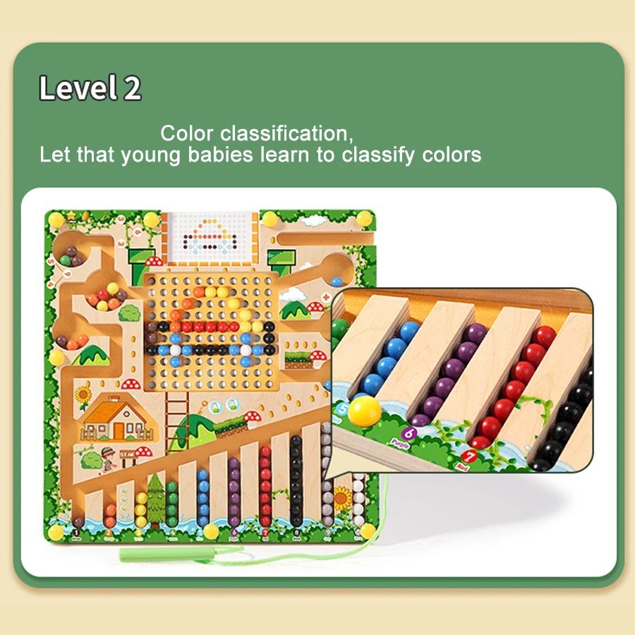 MagnaMaze Montessori Magnet Labyrinth for Numbers, Colors, and Logic