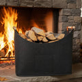 HearthMate Faltbarer Holzträger mit Holzgriffen und Lederverstärkung