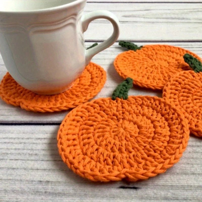 AutumnNest Sottobicchieri a Forma di Zucca Lavorati a Mano all'Uncinetto per Decorazioni Autunnali