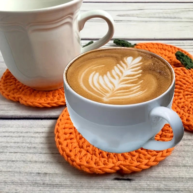 AutumnNest Sottobicchieri a Forma di Zucca Lavorati a Mano all'Uncinetto per Decorazioni Autunnali