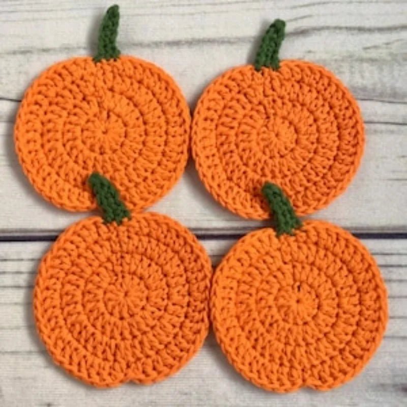 AutumnNest Sottobicchieri a Forma di Zucca Lavorati a Mano all'Uncinetto per Decorazioni Autunnali