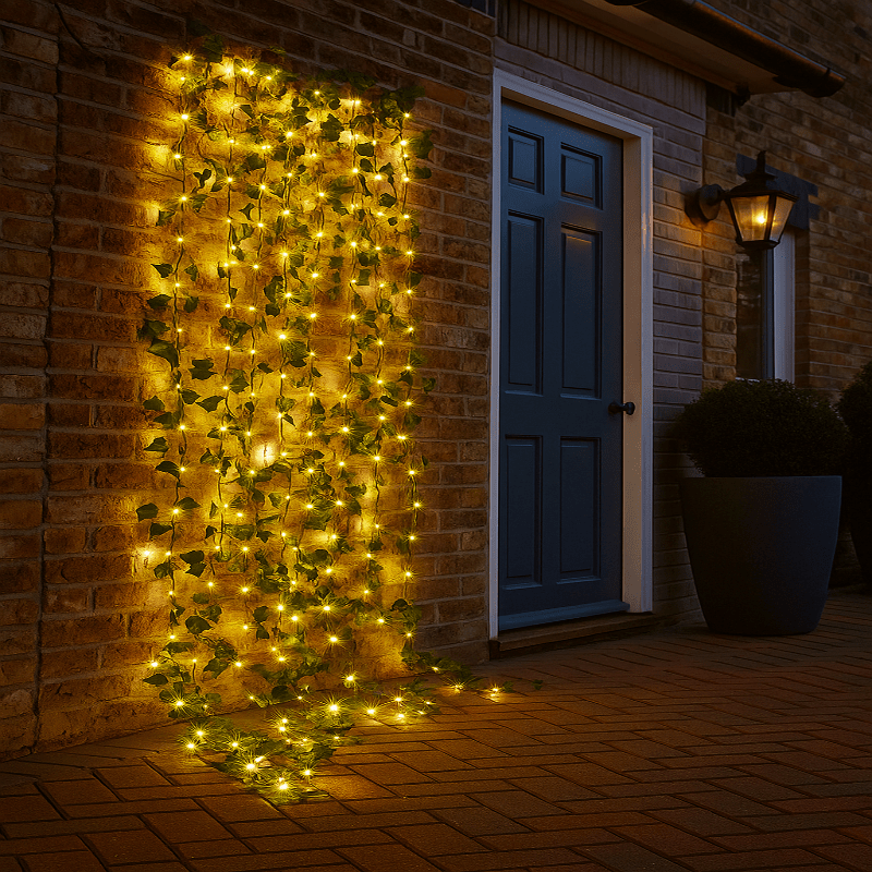 LeafLume Elegant Green LED Leaf-Shaped String Lights Battery Operated