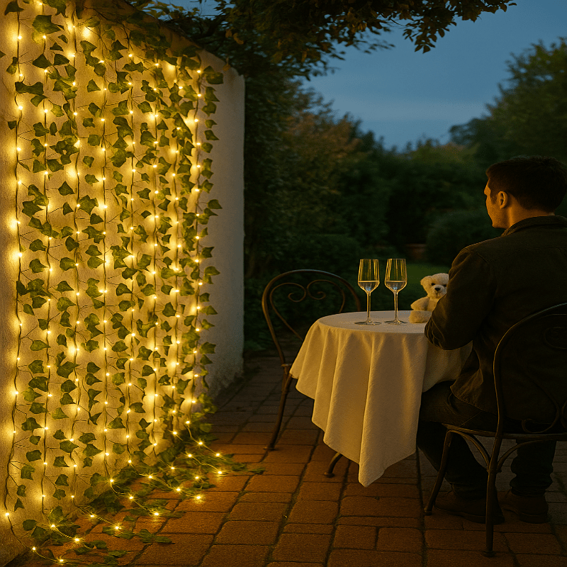 LeafLume Elegant Green LED Leaf-Shaped String Lights Battery Operated