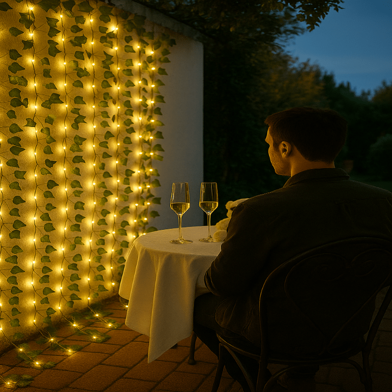 LeafLume Elegant Green LED Leaf-Shaped String Lights Battery Operated