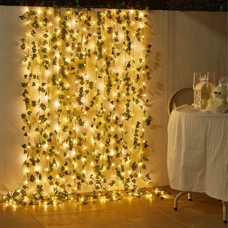 LeafLume Elegant Green LED Leaf-Shaped String Lights Battery Operated