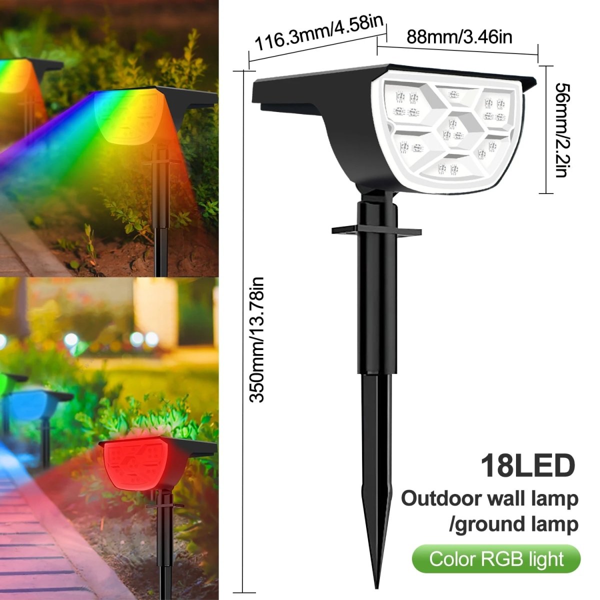 LumaVista Solar-Powered Landscape Spotlights With Adjustable Brightness