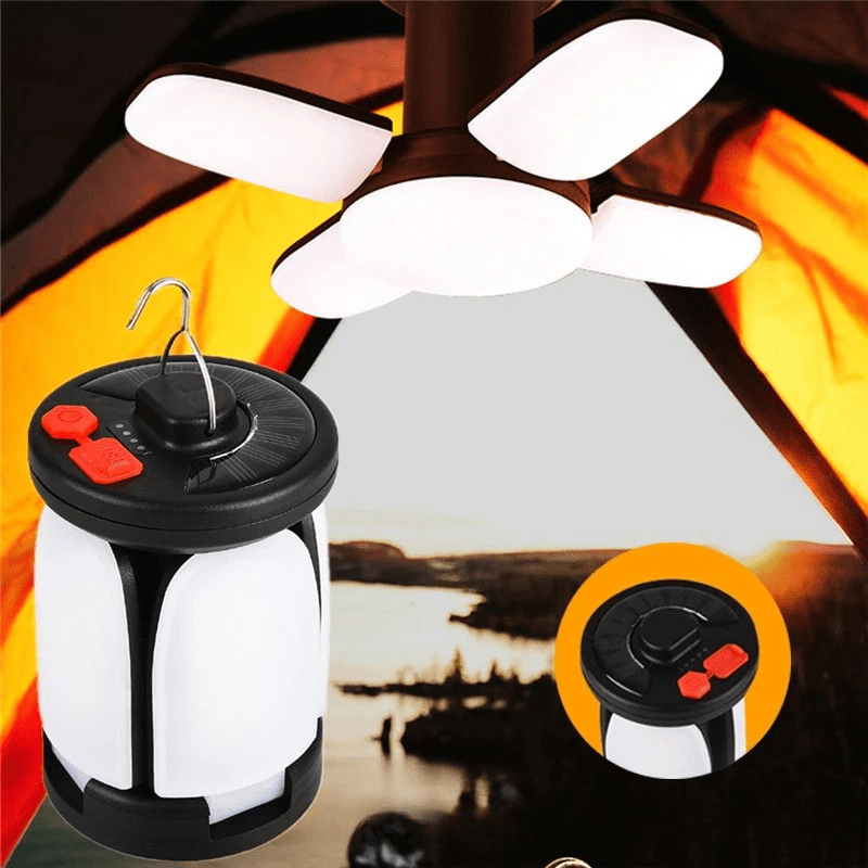 LumaPeak Solar USB Camping Lantern With Foldable 90 Degree Light Panels