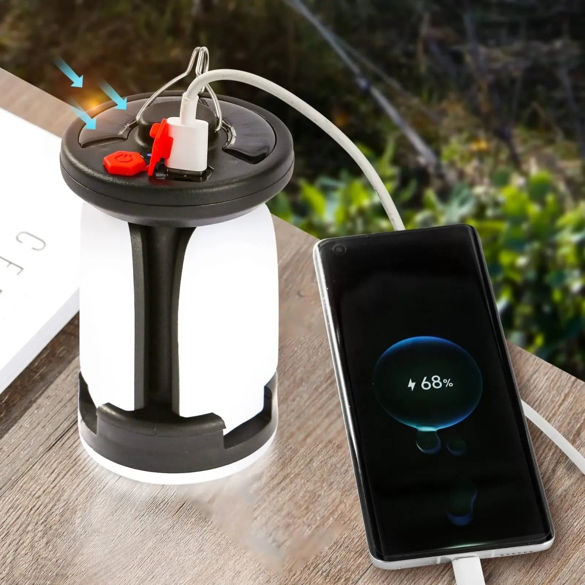 LumaPeak Solar USB Camping Lantern With Foldable 90 Degree Light Panels