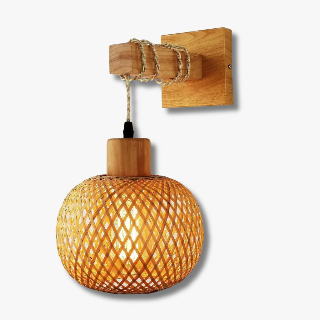 Lumi Kollektion Handgewebte Bambus- und Rattan-Wandlampe