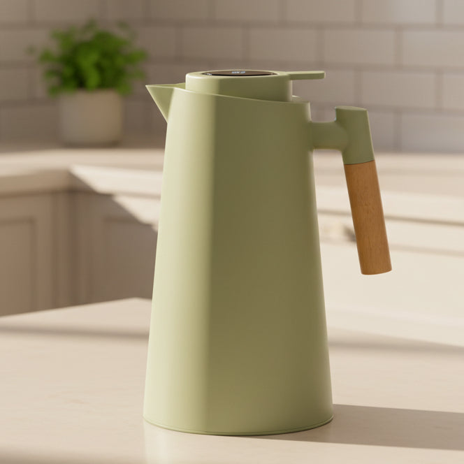 AeroTherm dvoustěnná termoska s displejem teploty a dřevěnou rukojetí