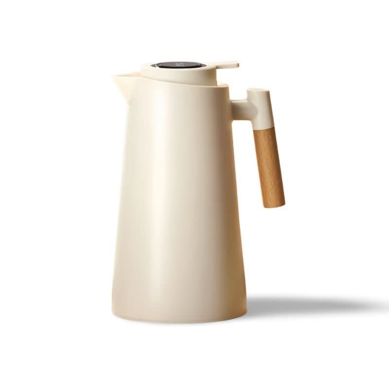 AeroTherm Doppelwandige Thermosflasche mit Temperaturanzeige und Holzgriff