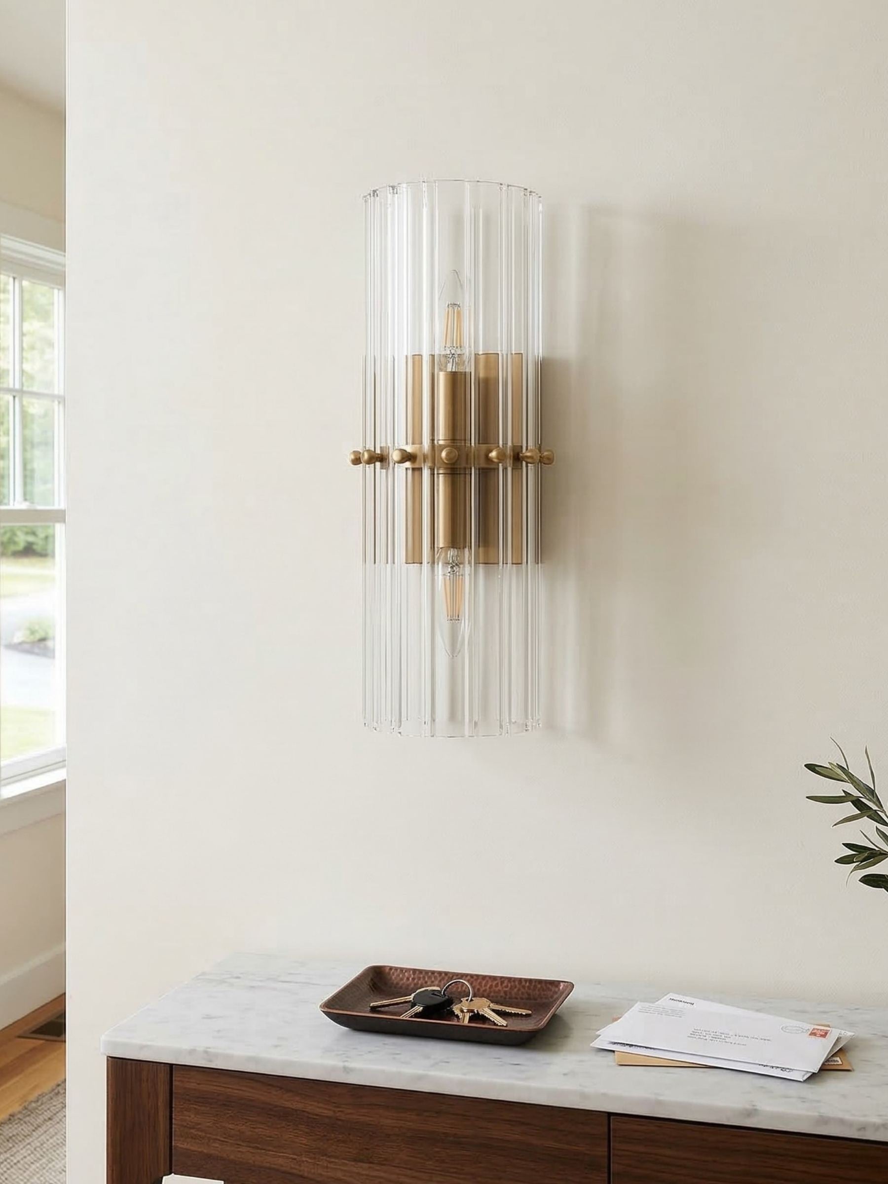 Křišťálové nástěnné světlo s dvojitými paprsky pro elegantní interiérovou atmosféru