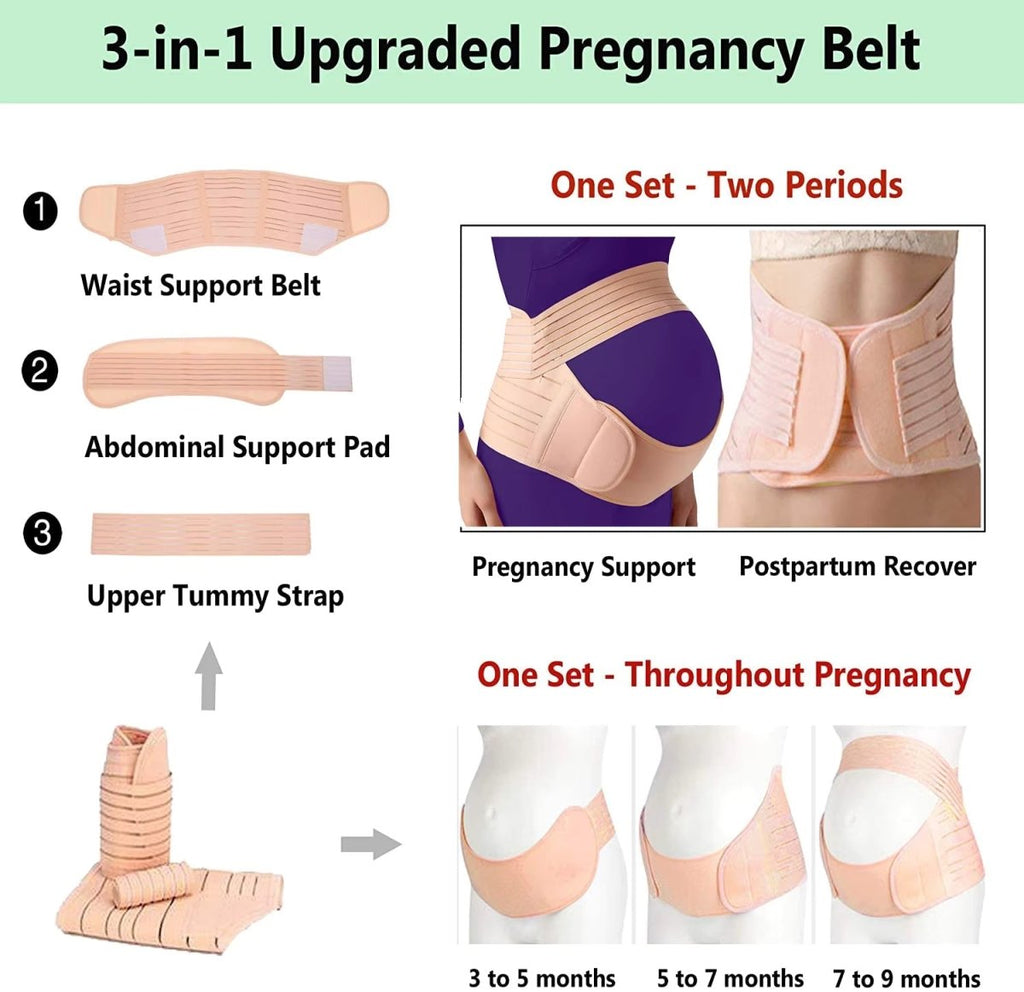 BloomEase 3-In-1 Pregnancy Belt For Comfort And Stability, Adjustable And Breathable